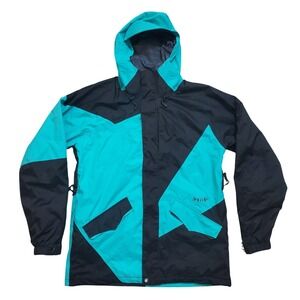 Volcom Nimbus Mens Snowboard Jacket Teal Black Colorblock Hooded Softshell Large
